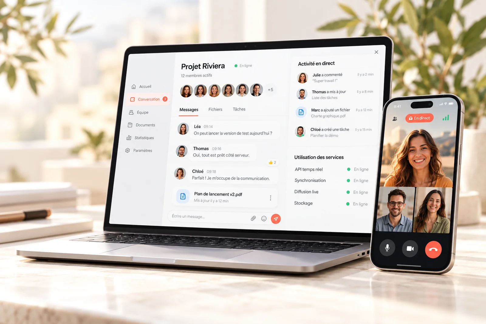 Concept d’interface realtime : application mobile, conçue pour ses utilisateurs.
