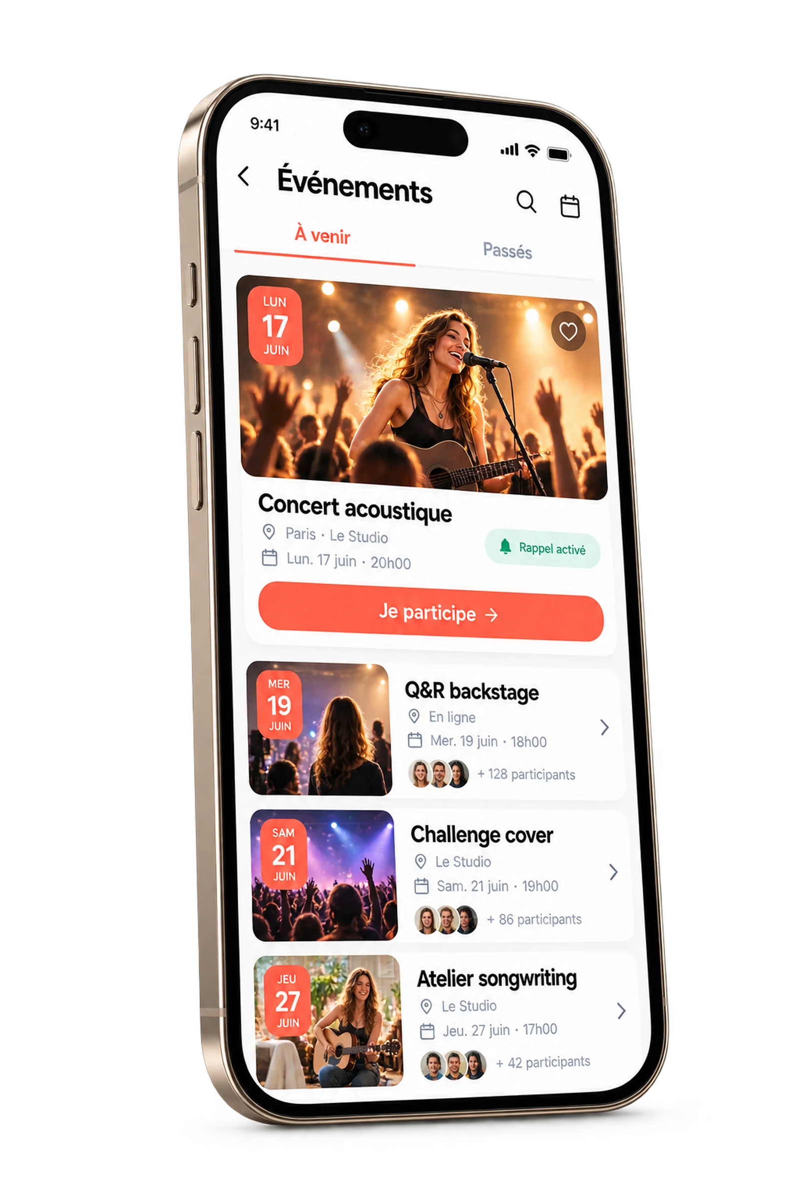 Concept d’interface detailEvent : application mobile, conçue pour ses utilisateurs.