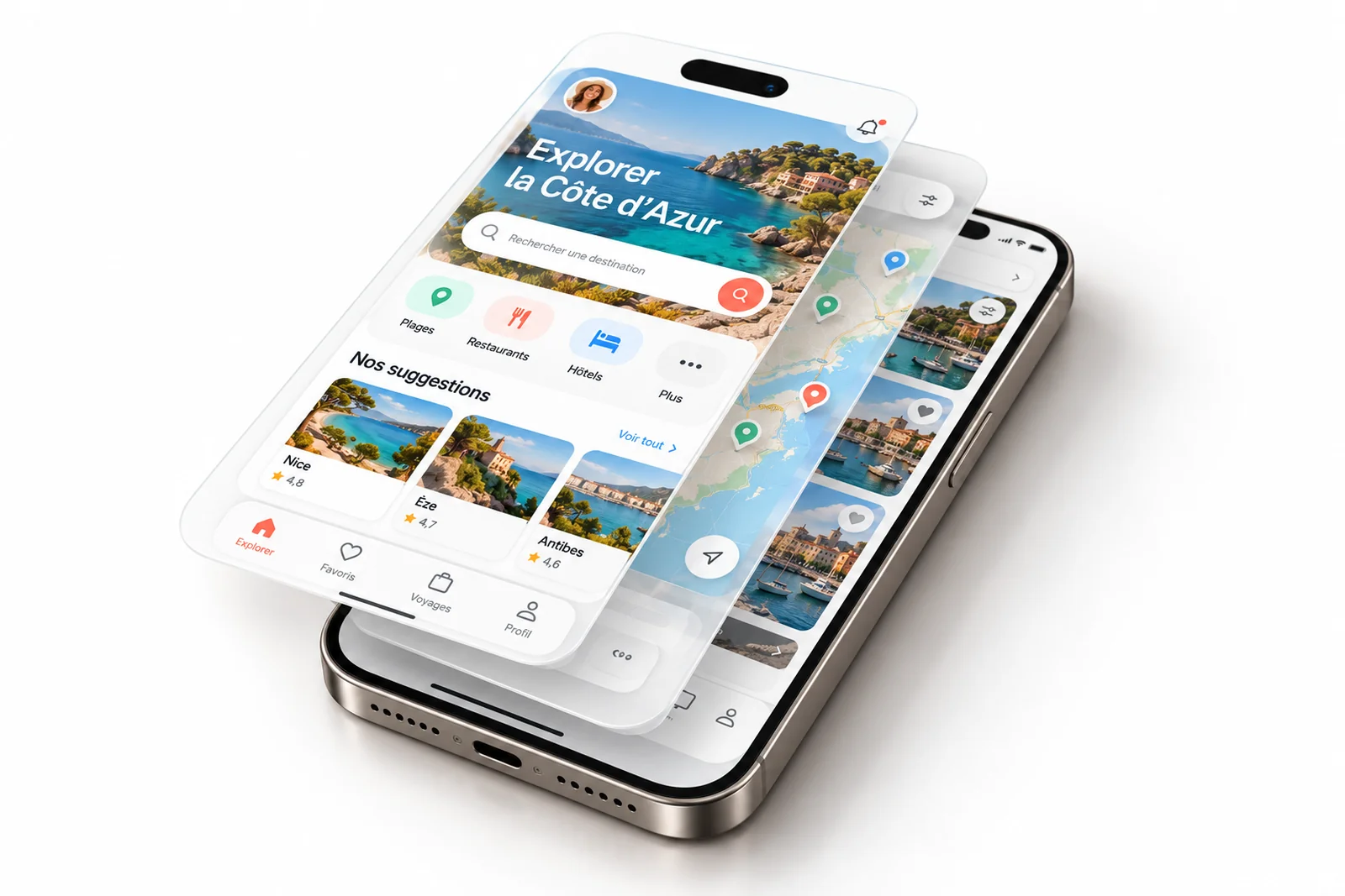 Concept d’interface layers : application mobile, conçue pour ses utilisateurs.